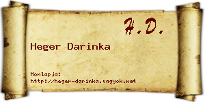Heger Darinka névjegykártya